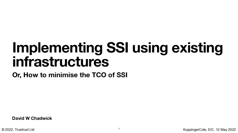 Implementing SSI using the existing web infrastructure