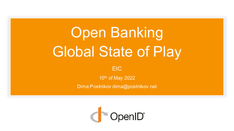 Open Banking and Open Data - Global State of Play. Current Trends and Recent Developments