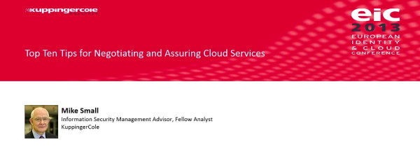 Mike Small - Top Ten Tips for Negotiating and Assuring Cloud Services